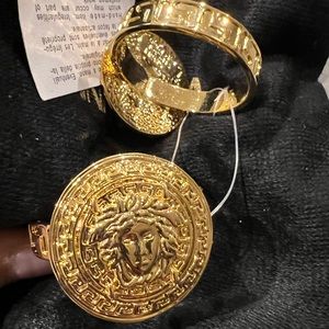 GIANNI VERSACE Vintage Gold-Tone Napkin Holders – Set of 2 | Handmade in Italy